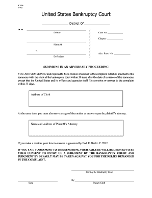 Summons in an Adversary Proceeding S3 Amazonaws Com  Form