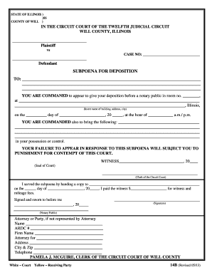 Will County Subpoena  Form
