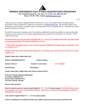 Olsat Registration  Form