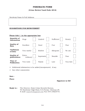 Patient Feedback Form in Tamil