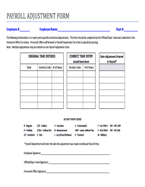 Payroll Adjustment Form