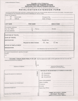 DFA Revalidation Form