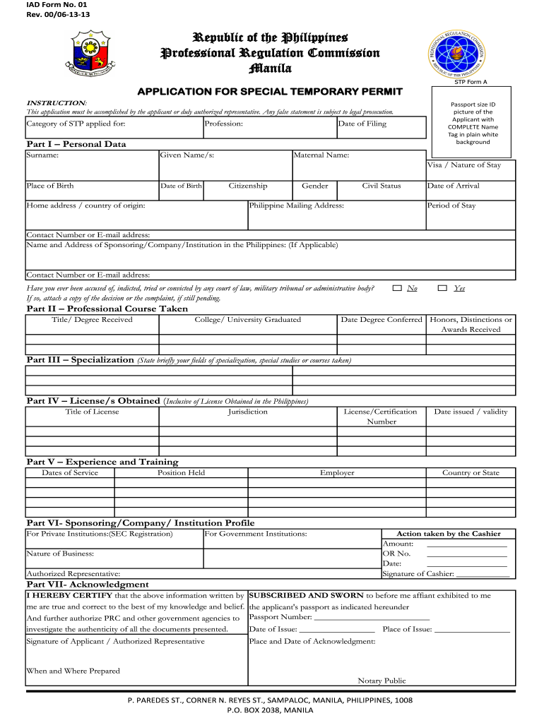  Prc Temporary Permit 2013-2024