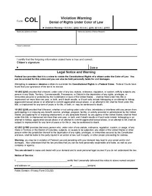 Color of Law Violation Form