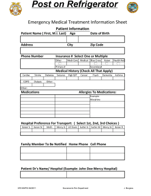 Medical Information Sheet