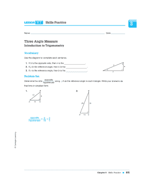 Three Angle Measure Introduction to Trigonometry  Form