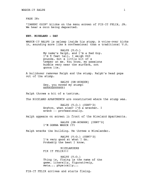 Wreck it Ralph 2 Script  Form