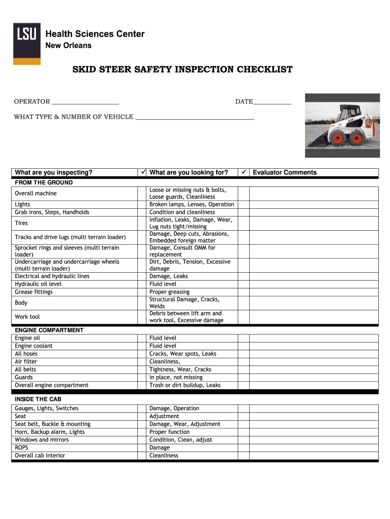 Bobcat Checklist  Form