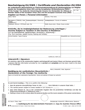 Bescheinigung Der Ausl Ndischen Steuerbeh Rde Zur Einkommensteuererkl  Form