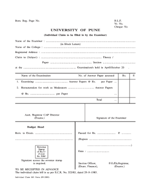 Individual Claim Form Pune University