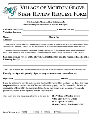 Metra Staff Review Request Form Village of Morton Grove Mortongroveil