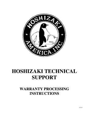 Hoshizaki Warranty Claim Form
