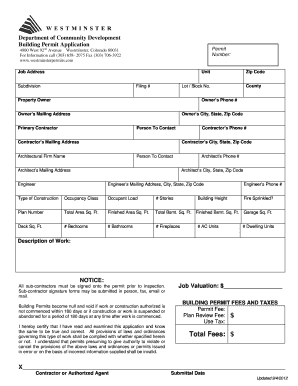 Colorado City Building Permit  Form