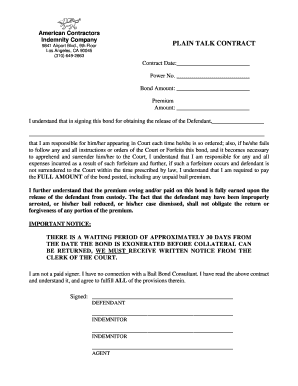 Bail Sheet  Form