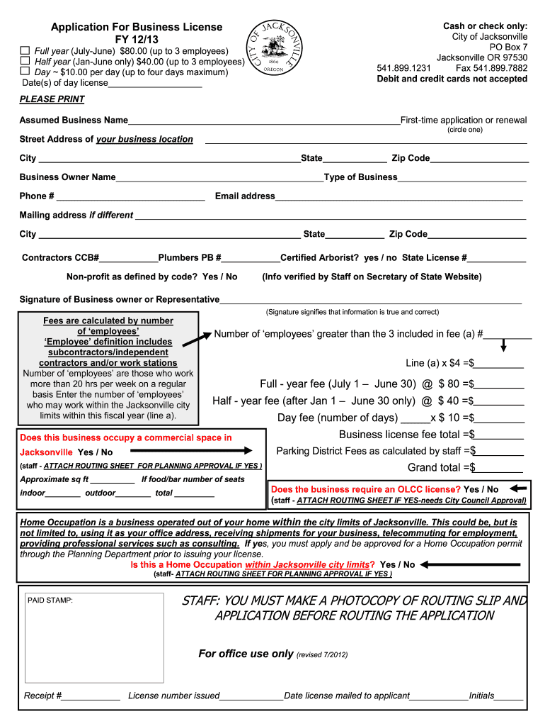 Oregon Business License  Form