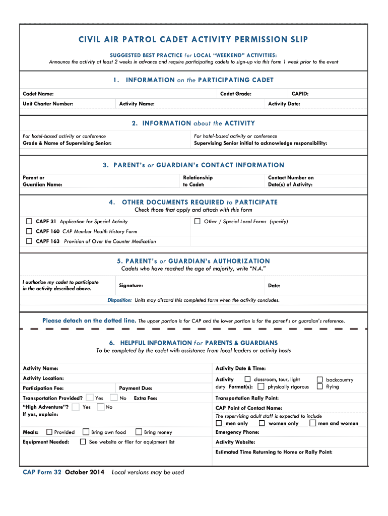  Cap Form 32 2014-2024