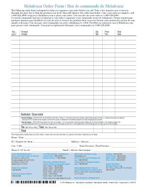 Melaleuca Order Form