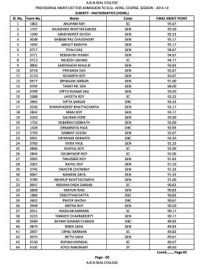 Merit List  Form