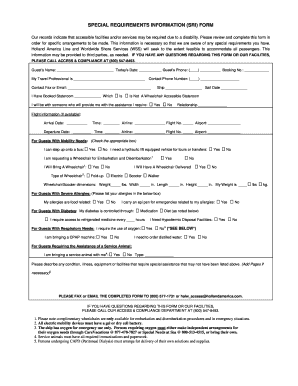 Holland America Line Specia Requirements Information Sri Form