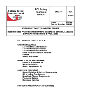 BCI Battery Technical Manual C &amp; D Technologies  Form