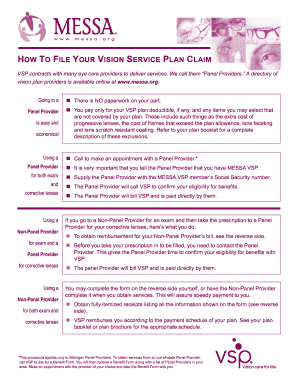 How to File VSP Claim Messa Messa  Form