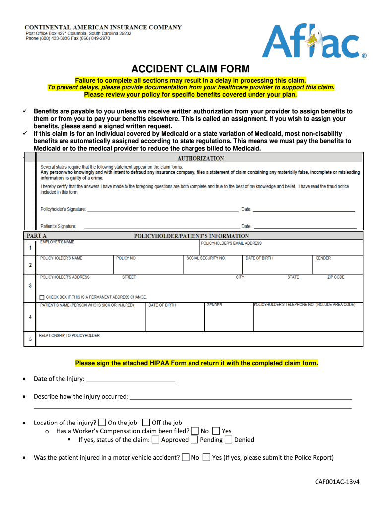  Print Aflac Accident Claim Forms 2013-2024