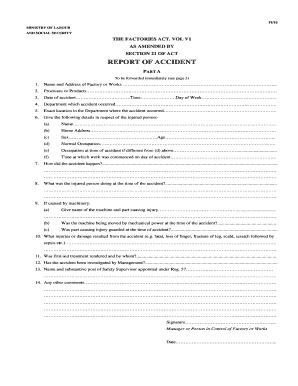 Accident Report Form Ministry of Labour and Social Security