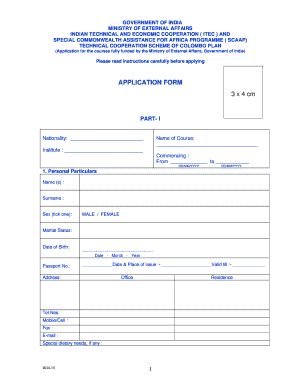 Application Form Indian Technical &amp; Economic Cooperation Mfem Gov