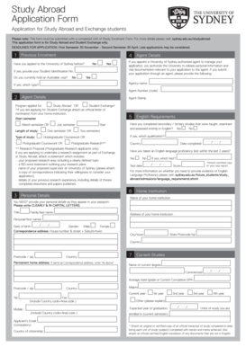 Study Abroad Application Form University of Sydney Sydney Edu