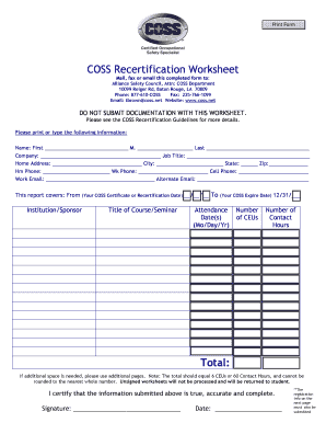 Coss Recertification  Form