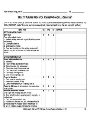 Medication Administration Checklist PDF  Form