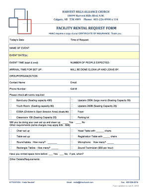 Church Facility Rental Request Form