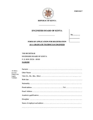 List of Registered Engineers in Kenya PDF  Form