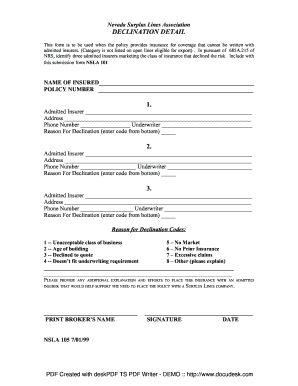 Nevada Surplus Lines Association  Form