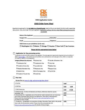 CKGS Order Form Visa Indian Visa