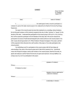 Stanford Prison Experiment Consent Form