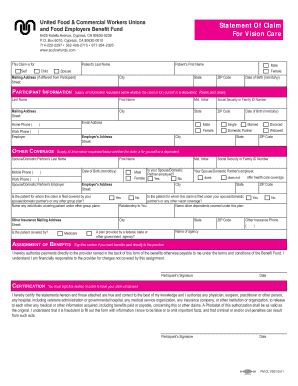 Vision Claim FM CL VS01 0511 PDF Southern California United  Form