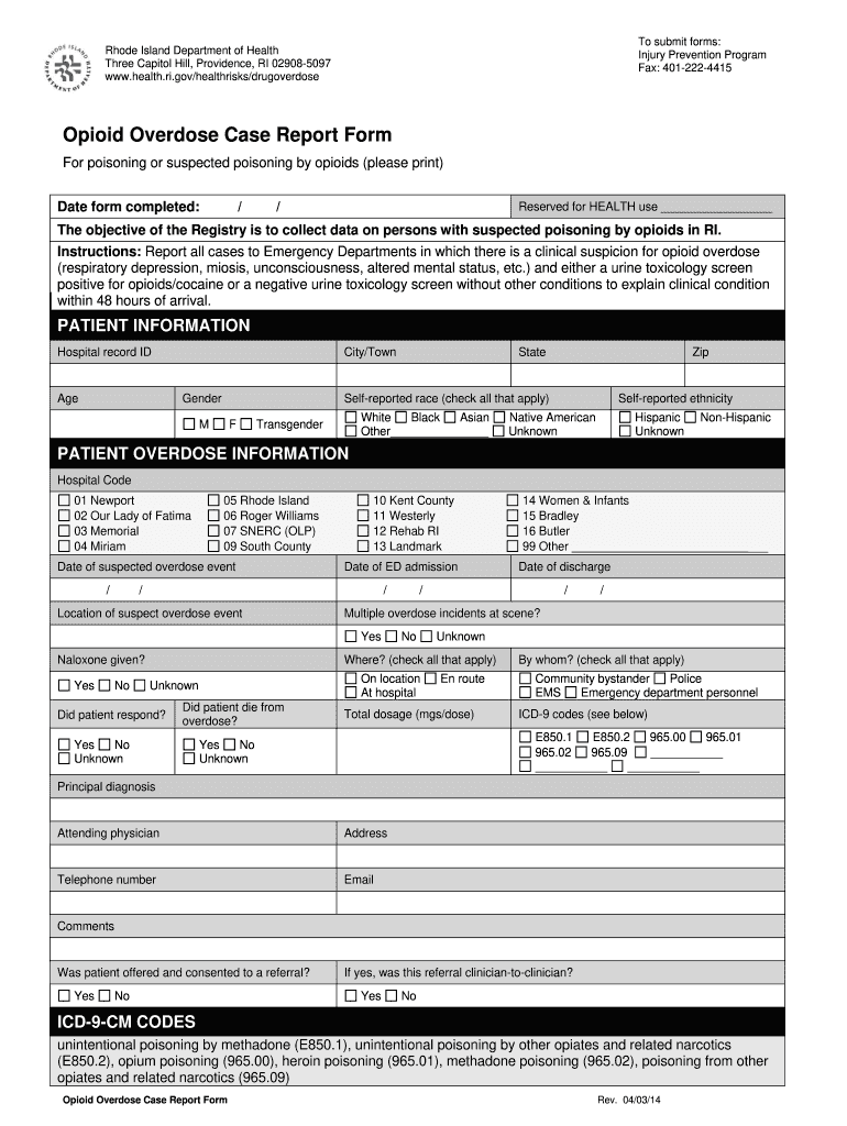  Opioid Overdose Case Report Form Department of Health RI Gov S3 Documentcloud 2014-2024