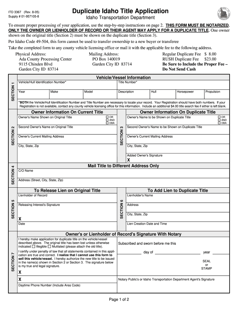  Idaho Itd 3367 Form 2018