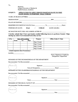 Ex Pakistan Leave Application  Form