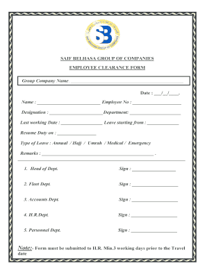 Job Clearance Certificate  Form