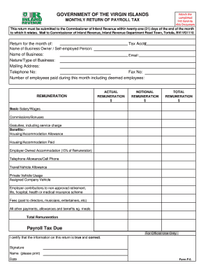 Monthly Return of BPayrollb Tax P6 PG12009 Update  Form