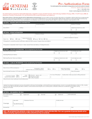  Patient Authorization Form Generali 2011-2024