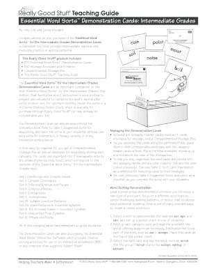 Essential Word Sorts PDF  Form