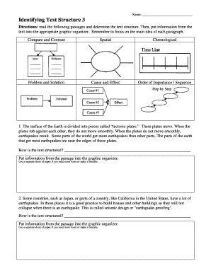 Identifying Text Structure 3 Answer Key  Form