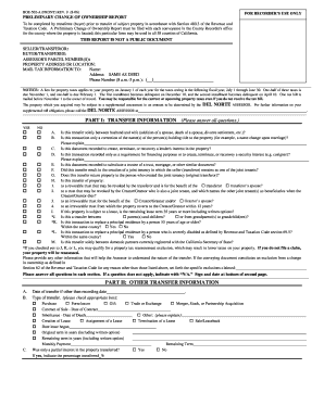 A Preliminary Change of Ownership Report Must Be Filed with Each Conveyance in the County Recorder&#039;s Office  Form