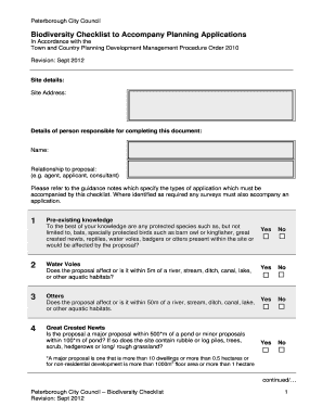 Biodiversity Checklist to Accompany Planning Applications  Form