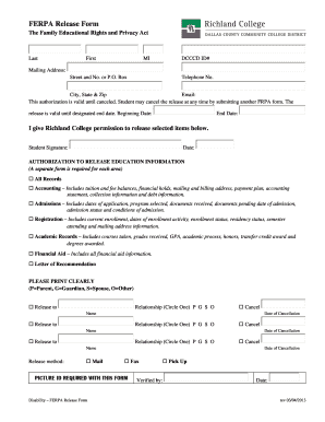 FERPA Release Form Richland College Richlandcollege