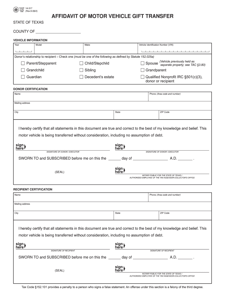  Florida Vehicle Gift Form 2015