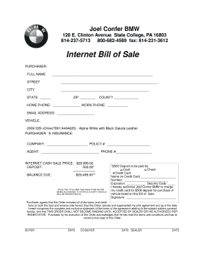 Bmw Bill of Sale  Form